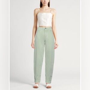 Jil Sander Light Green Women's Straight Leg Jeans